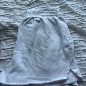 Aerie Gray Asymmetrical Smocked Midi Shorts